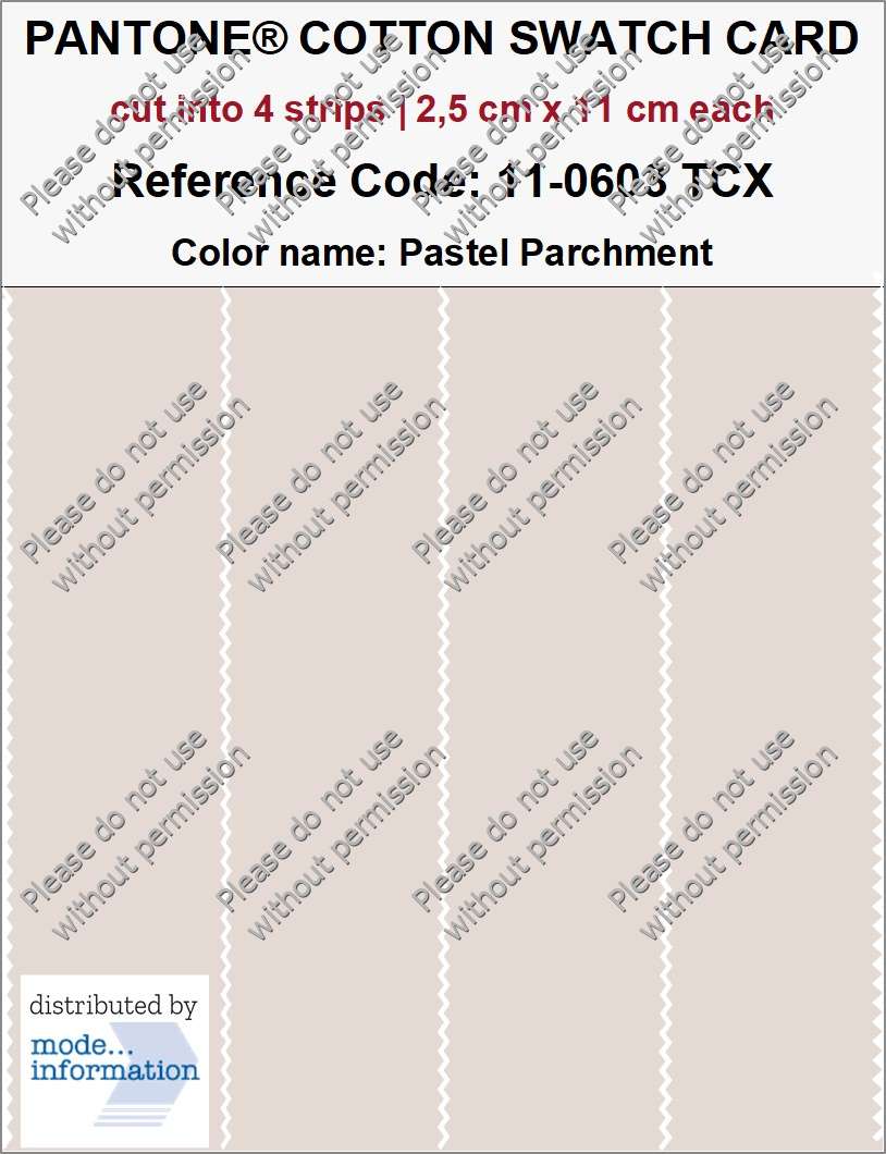 PANTONE COTTON SWATCH CARD 11-0603 TCX Pastel Parchment (cut into 4 strips | 2,5 cm x 11 cm)