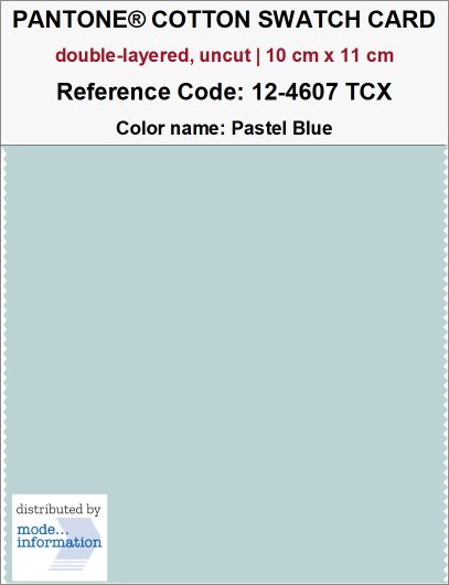 PANTONE COTTON SWATCH CARD 12-4607 TCX Pastel Blue (double-layered…