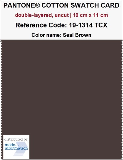 ぱーちゃん PANTONE COTTON SWATCH CARD 19-1314 TCX Seal Brown (double-layered, u…