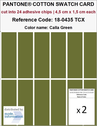 PANTONE COTTON SWATCH CARD 18-0435 TCX Calla Green (cut into 24 adhe…