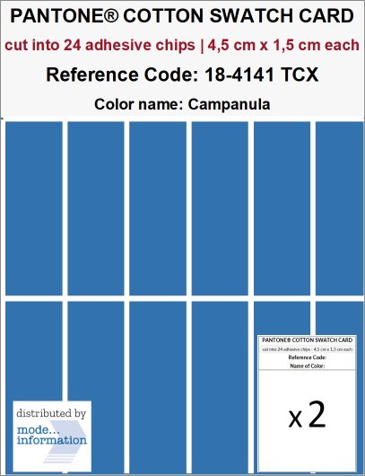 PANTONE COTTON SWATCH CARD 18-4141 TCX Campanula (cut into 24 adhesi…