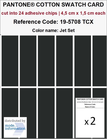 PANTONE COTTON SWATCH CARD 19-5708 TCX Jet Set (cut into 24 adhesive…