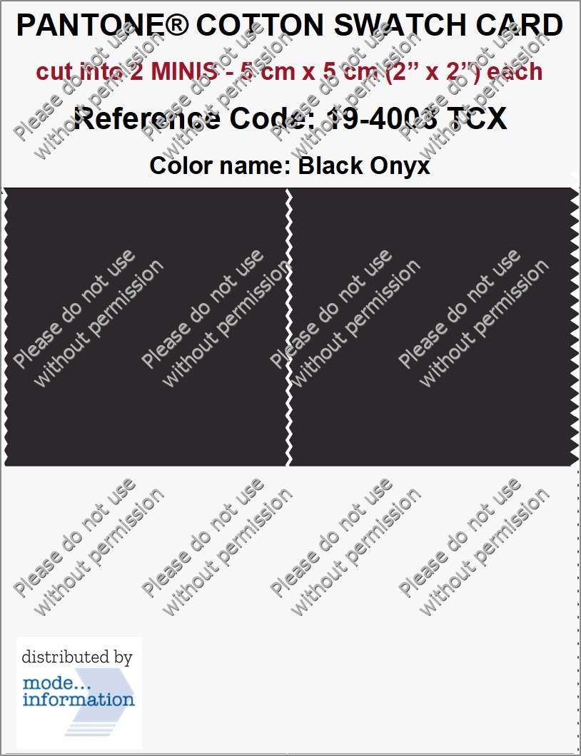 J.♡ Pantone SMART Color Swatch Card 19-4003 TCX Black Onyx