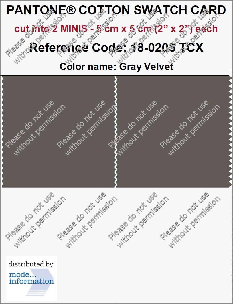 PANTONE® COTTON SWATCH CARD 18-0205 TCX Gray Velvet (2_MINIS)