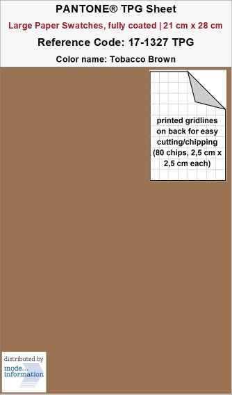tobacco brown pantone PANTONE TPG Sheet 17-1327 TPG Tobacco Brown (Large Paper Swatch Card, fully  coated