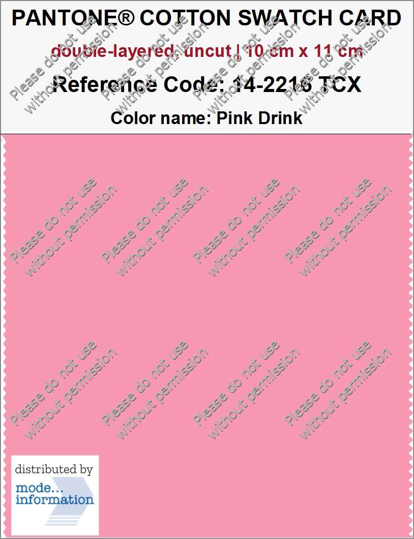 PANTONE® COTTON SWATCH CARD 14-2216 TCX Pink Drink (double-layered, uncut | 10 cm x 11 cm)